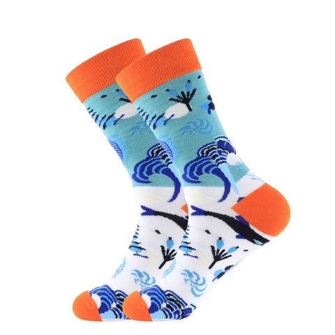 PEONFLY 1 Pair Combed Cotton Funny Crew Socks Women Cartoon Animal Dog Avocado Sokken Novelty Happy Socks For Christmas Gift