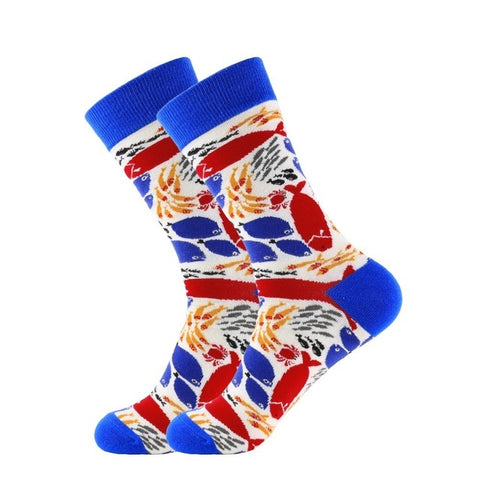 PEONFLY 1 Pair Combed Cotton Funny Crew Socks Women Cartoon Animal Dog Avocado Sokken Novelty Happy Socks For Christmas Gift