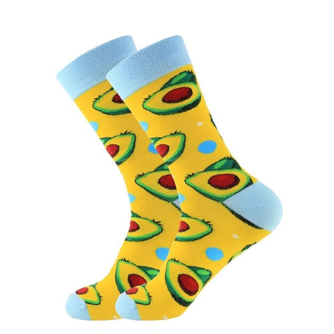 PEONFLY 1 Pair Combed Cotton Funny Crew Socks Women Cartoon Animal Dog Avocado Sokken Novelty Happy Socks For Christmas Gift