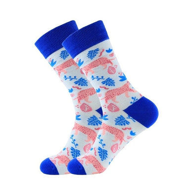 PEONFLY 1 Pair Combed Cotton Funny Crew Socks Women Cartoon Animal Dog Avocado Sokken Novelty Happy Socks For Christmas Gift
