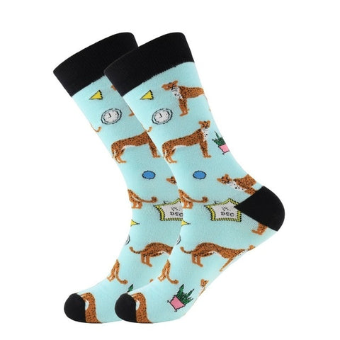 PEONFLY 1 Pair Combed Cotton Funny Crew Socks Women Cartoon Animal Dog Avocado Sokken Novelty Happy Socks For Christmas Gift