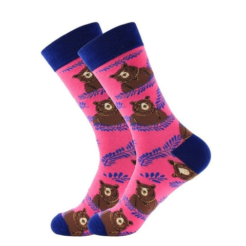 PEONFLY 1 Pair Combed Cotton Funny Crew Socks Women Cartoon Animal Dog Avocado Sokken Novelty Happy Socks For Christmas Gift