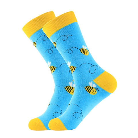 PEONFLY 1 Pair Combed Cotton Funny Crew Socks Women Cartoon Animal Dog Avocado Sokken Novelty Happy Socks For Christmas Gift