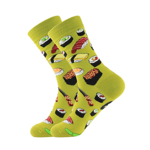 PEONFLY 1 Pair Combed Cotton Funny Crew Socks Women Cartoon Animal Dog Avocado Sokken Novelty Happy Socks For Christmas Gift