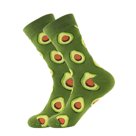 PEONFLY 1 Pair Combed Cotton Funny Crew Socks Women Cartoon Animal Dog Avocado Sokken Novelty Happy Socks For Christmas Gift