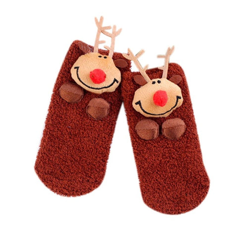 Hot Sale Adults Kids Parent-offspring Warm Christmas Style Socks Polyester Cartoon Anti-slip Stereo Doll Floor Socks