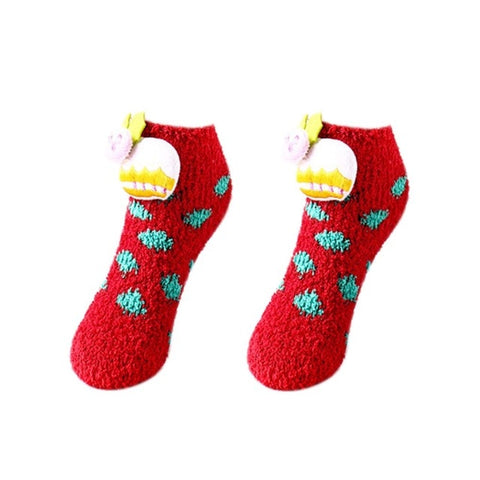 Hot Sale Adults Kids Parent-offspring Warm Christmas Style Socks Polyester Cartoon Anti-slip Stereo Doll Floor Socks
