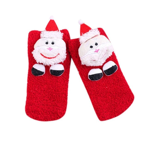 Hot Sale Adults Kids Parent-offspring Warm Christmas Style Socks Polyester Cartoon Anti-slip Stereo Doll Floor Socks