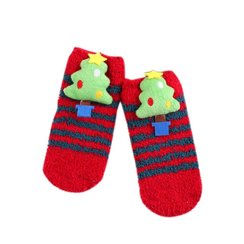 Hot Sale Adults Kids Parent-offspring Warm Christmas Style Socks Polyester Cartoon Anti-slip Stereo Doll Floor Socks