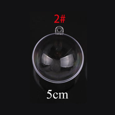 10 Sets Empty Christmas Tree Hanging Decorations Round Ball Transparent Open Plastic Clear Ornament Kids DIY Party Supplies