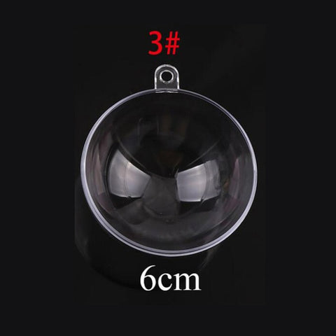 10 Sets Empty Christmas Tree Hanging Decorations Round Ball Transparent Open Plastic Clear Ornament Kids DIY Party Supplies