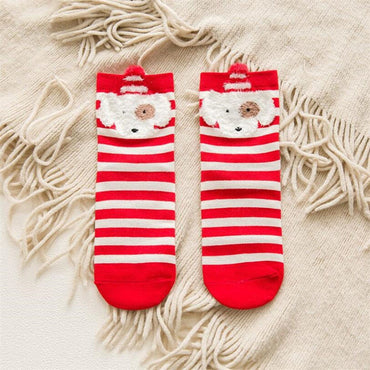 1 pair colored cotton red socks three-dimensional cartoon christmas socks cute Japanese ladies socks for autumn and winter socks