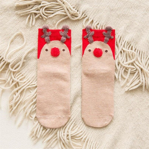 1 pair colored cotton red socks three-dimensional cartoon christmas socks cute Japanese ladies socks for autumn and winter socks