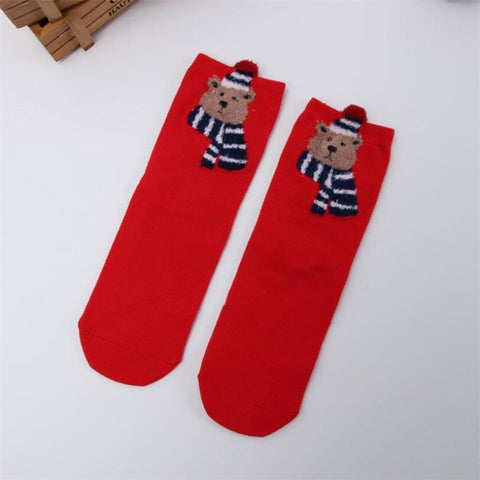 1 pair colored cotton red socks three-dimensional cartoon christmas socks cute Japanese ladies socks for autumn and winter socks