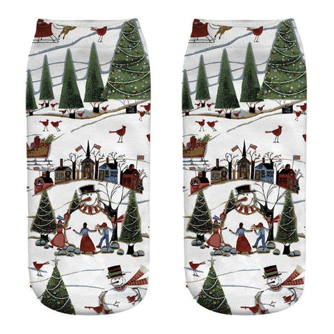 Christmas socks Harajuku kawaii Women men Merry Funny ladies 3D Santa Claus print korean Low Cut Ankle Socks calcetines sock #TW