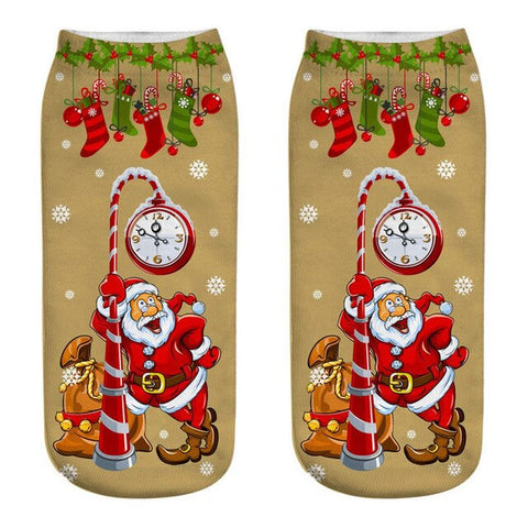 Christmas socks Harajuku kawaii Women men Merry Funny ladies 3D Santa Claus print korean Low Cut Ankle Socks calcetines sock #TW