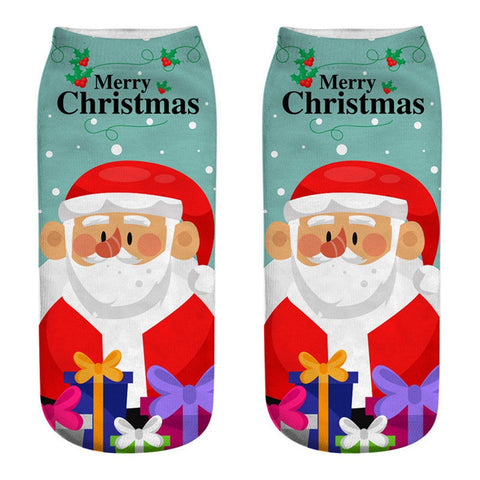 Christmas socks Harajuku kawaii Women men Merry Funny ladies 3D Santa Claus print korean Low Cut Ankle Socks calcetines sock #TW