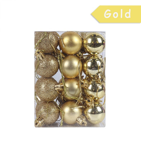 24Pcs 3cm Christmas Ball Glitter Christmas Tree Ornaments Hanging Christmas Home Decorations  Palline Natale Decor Navidad 2019
