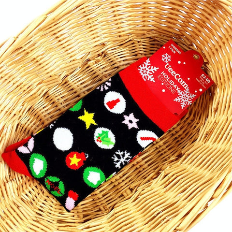2019 fashion christmas sock fun santa stag candy snowflake bells christmas tree cartoon pattern man socks cute woman long socks