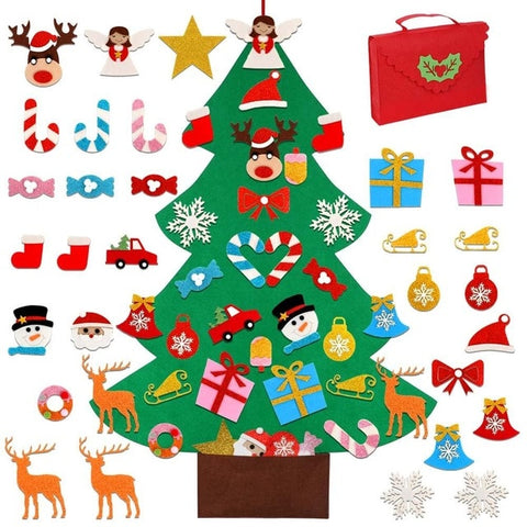 OurWarm DIY Felt Christmas Tree Snowman with Ornaments Fake Christmas Tree Kids Toys Christmas Party Decoration New Year 2019