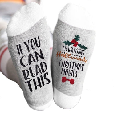 2019 New Christmas Socks IF YOU CAN READ THIS I'M WATCHING CHRISTMAS MOVIES Socks Women Men Autumn Winter Short Socks