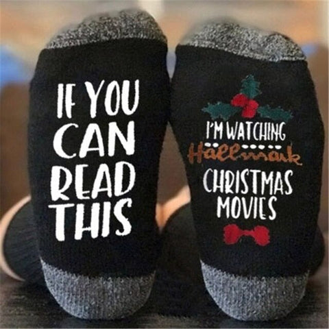 2019 New Christmas Socks IF YOU CAN READ THIS I'M WATCHING CHRISTMAS MOVIES Socks Women Men Autumn Winter Short Socks