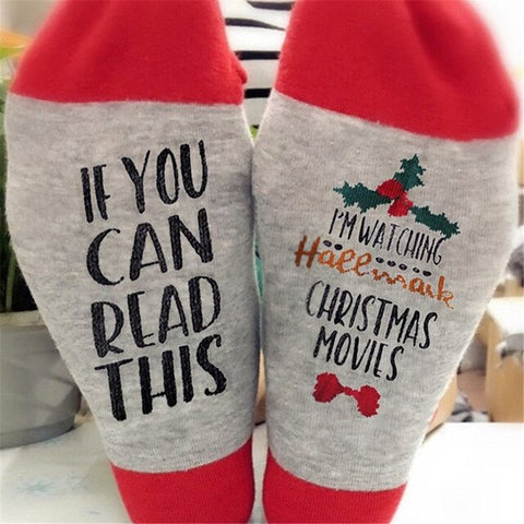 2019 New Christmas Socks IF YOU CAN READ THIS I'M WATCHING CHRISTMAS MOVIES Socks Women Men Autumn Winter Short Socks