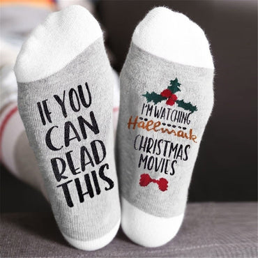 2019 New Christmas Socks IF YOU CAN READ THIS I'M WATCHING CHRISTMAS MOVIES Socks Women Men Autumn Winter Short Socks