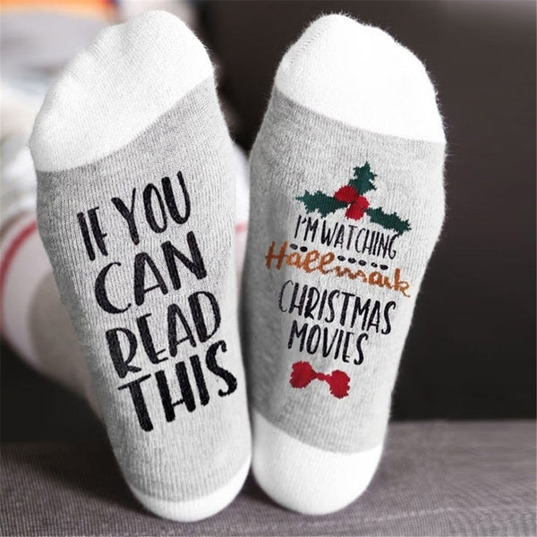 2019 New Christmas Socks IF YOU CAN READ THIS I'M WATCHING CHRISTMAS MOVIES Socks Women Men Autumn Winter Short Socks