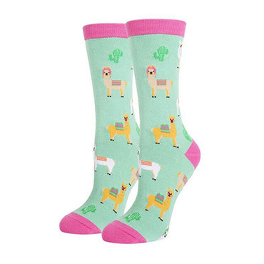 Men Women Casual Crew Socks Cartoon Alpaca Printed Cotton Spandex Hosiery Footwear Accessories Socks For Christmas Holiday