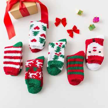 Winter Warm Thicken Velvet Cashmere Socks Coral Cashmere Socks Deer Sokken Women Cartoon Meia Fuzzy Socks Sweet Christmas Gift