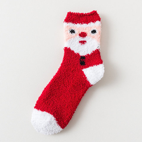 Winter Warm Thicken Velvet Cashmere Socks Coral Cashmere Socks Deer Sokken Women Cartoon Meia Fuzzy Socks Sweet Christmas Gift