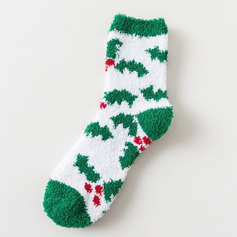 Winter Warm Thicken Velvet Cashmere Socks Coral Cashmere Socks Deer Sokken Women Cartoon Meia Fuzzy Socks Sweet Christmas Gift