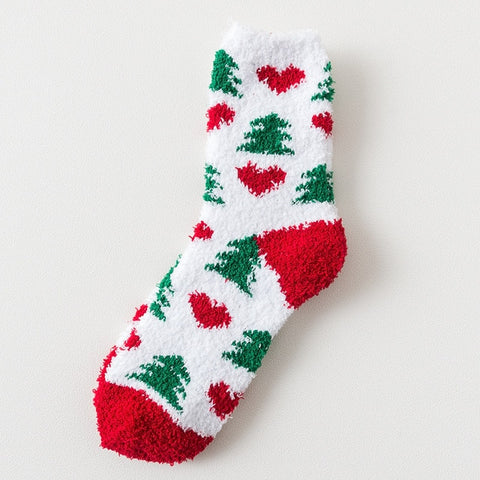 Winter Warm Thicken Velvet Cashmere Socks Coral Cashmere Socks Deer Sokken Women Cartoon Meia Fuzzy Socks Sweet Christmas Gift