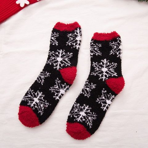 Winter Warm Thicken Velvet Cashmere Socks Coral Cashmere Socks Deer Sokken Women Cartoon Meia Fuzzy Socks Sweet Christmas Gift