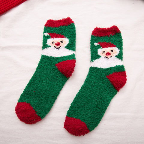 Winter Warm Thicken Velvet Cashmere Socks Coral Cashmere Socks Deer Sokken Women Cartoon Meia Fuzzy Socks Sweet Christmas Gift