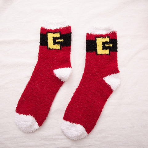 Winter Warm Thicken Velvet Cashmere Socks Coral Cashmere Socks Deer Sokken Women Cartoon Meia Fuzzy Socks Sweet Christmas Gift