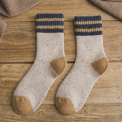 Thick Terry Wool Socks Women for Autumn and Winter with Striped Dotted Yarn Warm Christmas Socks 092904