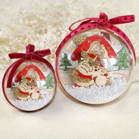 Christmas Balls Ornaments 6cm Santa Claus  Clear Plastic Christmas Balls Decorations For Tree Christmas for New Year Party