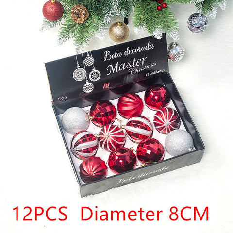 12pcs New Year Christmas Tree Ball Baubles Hanging Ornament Xmas Home Wedding Decoration Festive Supply Ornament