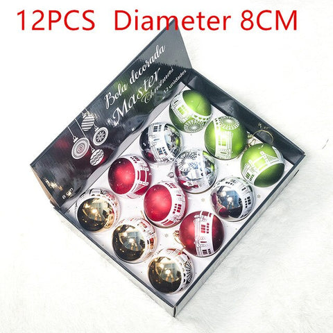 12pcs New Year Christmas Tree Ball Baubles Hanging Ornament Xmas Home Wedding Decoration Festive Supply Ornament