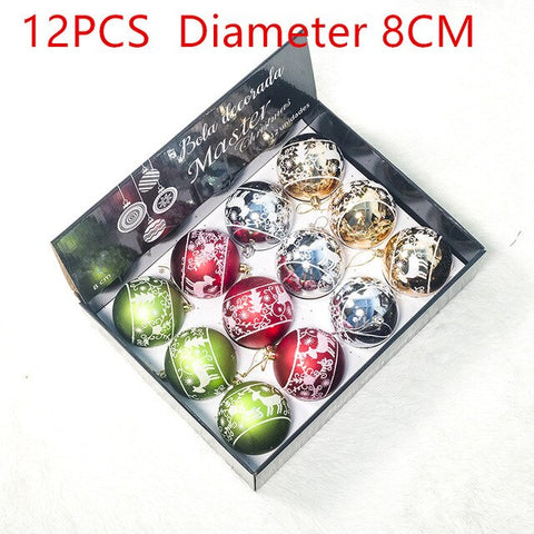 12pcs New Year Christmas Tree Ball Baubles Hanging Ornament Xmas Home Wedding Decoration Festive Supply Ornament