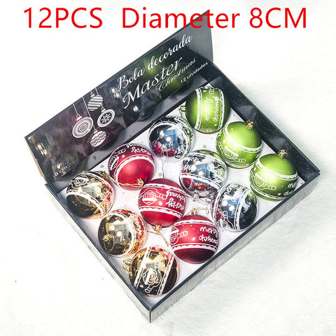 12pcs New Year Christmas Tree Ball Baubles Hanging Ornament Xmas Home Wedding Decoration Festive Supply Ornament