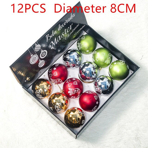 12pcs New Year Christmas Tree Ball Baubles Hanging Ornament Xmas Home Wedding Decoration Festive Supply Ornament
