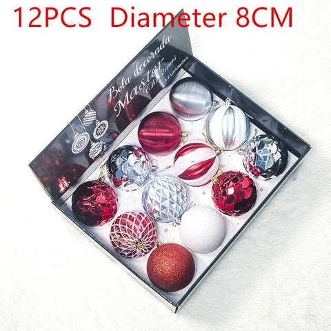 12pcs New Year Christmas Tree Ball Baubles Hanging Ornament Xmas Home Wedding Decoration Festive Supply Ornament