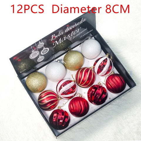12pcs New Year Christmas Tree Ball Baubles Hanging Ornament Xmas Home Wedding Decoration Festive Supply Ornament