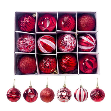12Pcs/Set 60mm Christmas Xmas Tree Ball Bauble Hanging Home Party Ornament Decor Colorful Red Gold Ball New Year Wedding