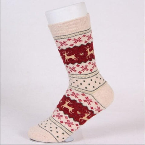 New Autumn Winter Women Socks Hot Sale Warm Print Animal Rabbit Woolen Socks High Tube Soft Christmas Deer Pattern Socks Hosiery