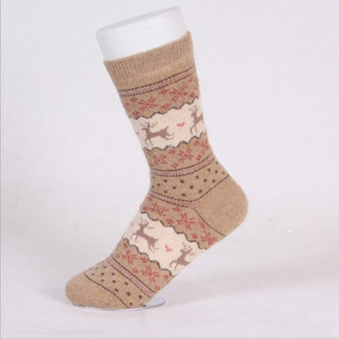 New Autumn Winter Women Socks Hot Sale Warm Print Animal Rabbit Woolen Socks High Tube Soft Christmas Deer Pattern Socks Hosiery