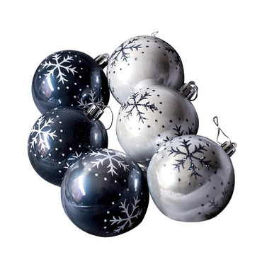 6Pcs/lot Christmas Tree Toys Ball Pendant Transparent Black Plastic Christmas Ball Baubles Decoration New Year Ornament